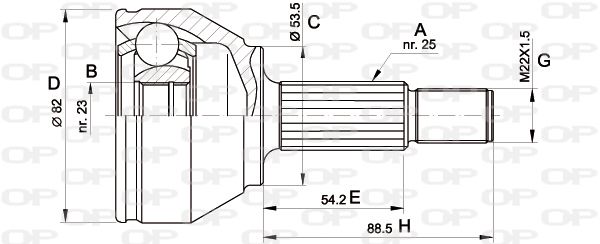 OPEN PARTS Шарнирный комплект, приводной вал CVJ5344.10